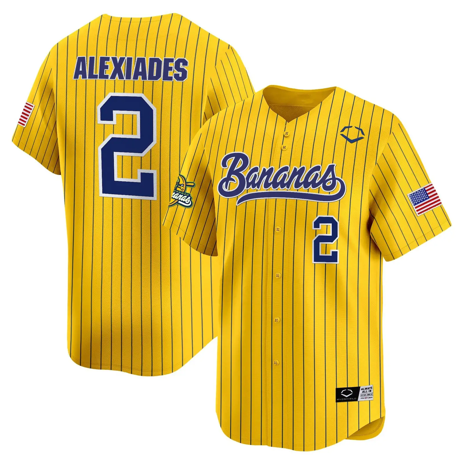 Alexiades Bananas Jersey Baseball Bananas Ball Yellow Jersey Merch Gifts For Baseball Lover - Tazila