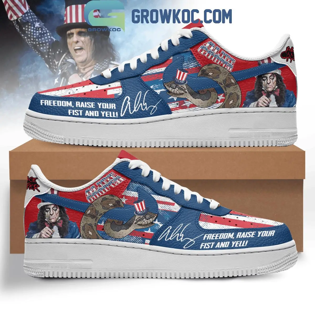 Alice Cooper Freedom Raise Your Fist And Yell Air Force 1 Shoes Alice Cooper Freedom Raise Your Fist And Yell Air Force 1 Shoes - Image 1
