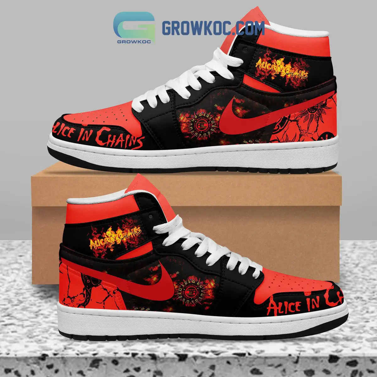 Alice In Chains Rock Fan Air Jordan 1 Shoes White Lace