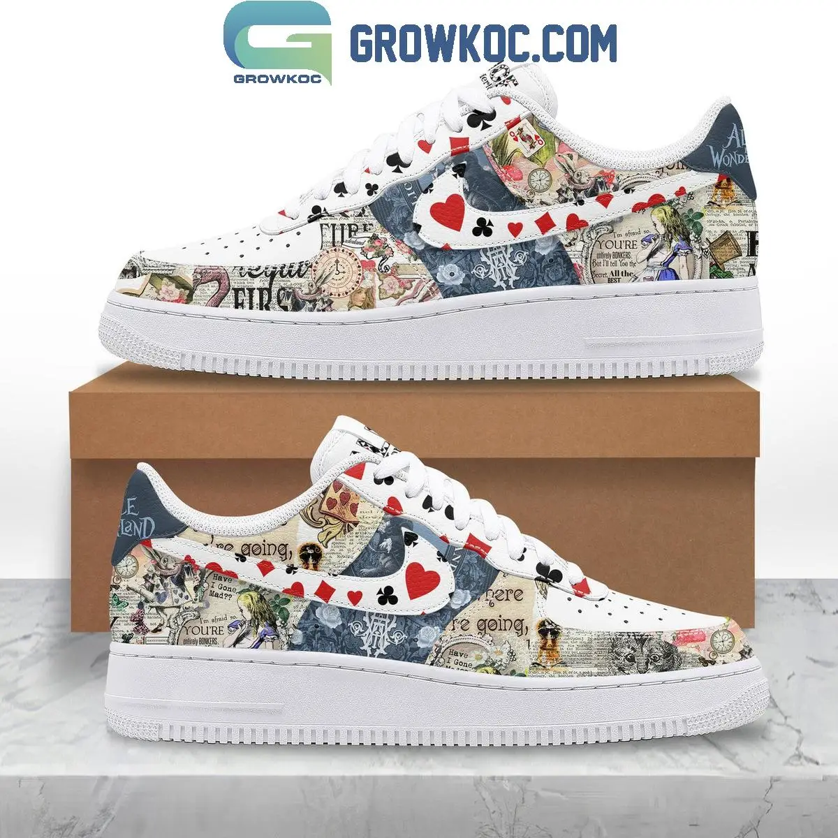 Alice In Wonderland Red And White Queens Air Force 1 Shoes Alice In Wonderland Red And White Queens Air Force 1 Shoes - Image 1