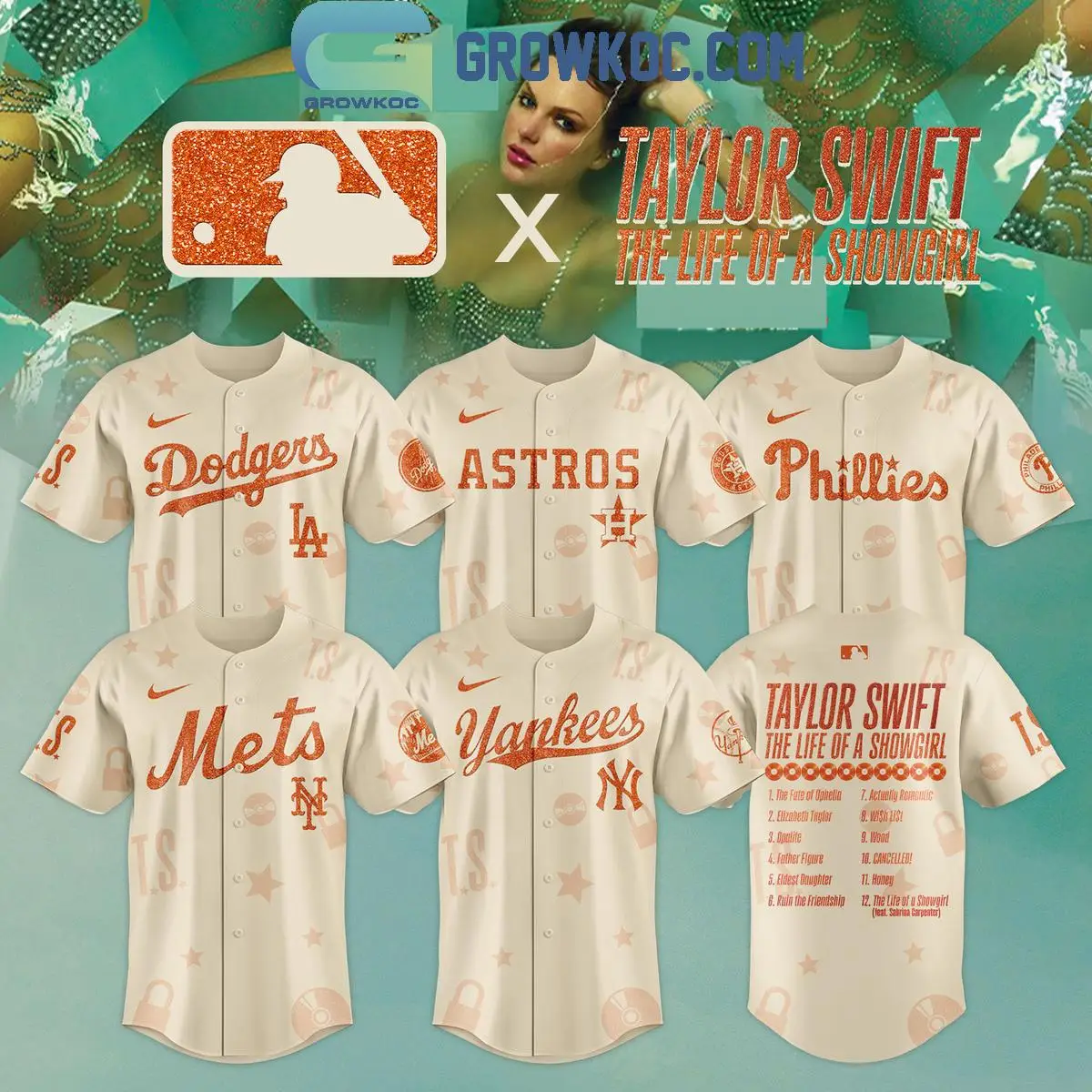 All Team MLB Celebration Taylor Swift New Album 2025 The Life Of A Showgirl Jersey