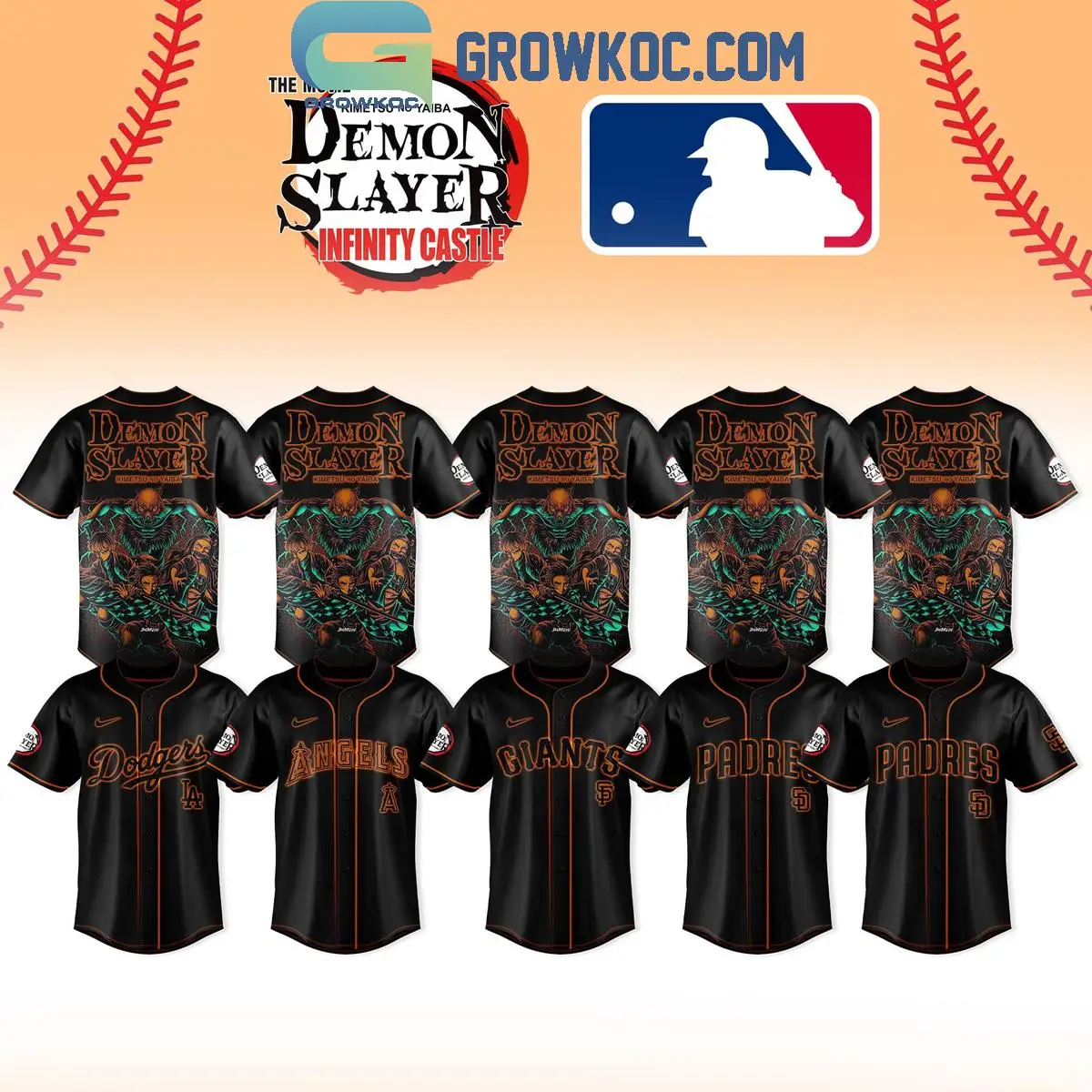 All Team MLB x Demon Slayer Kimetsu No Yaiba Jersey