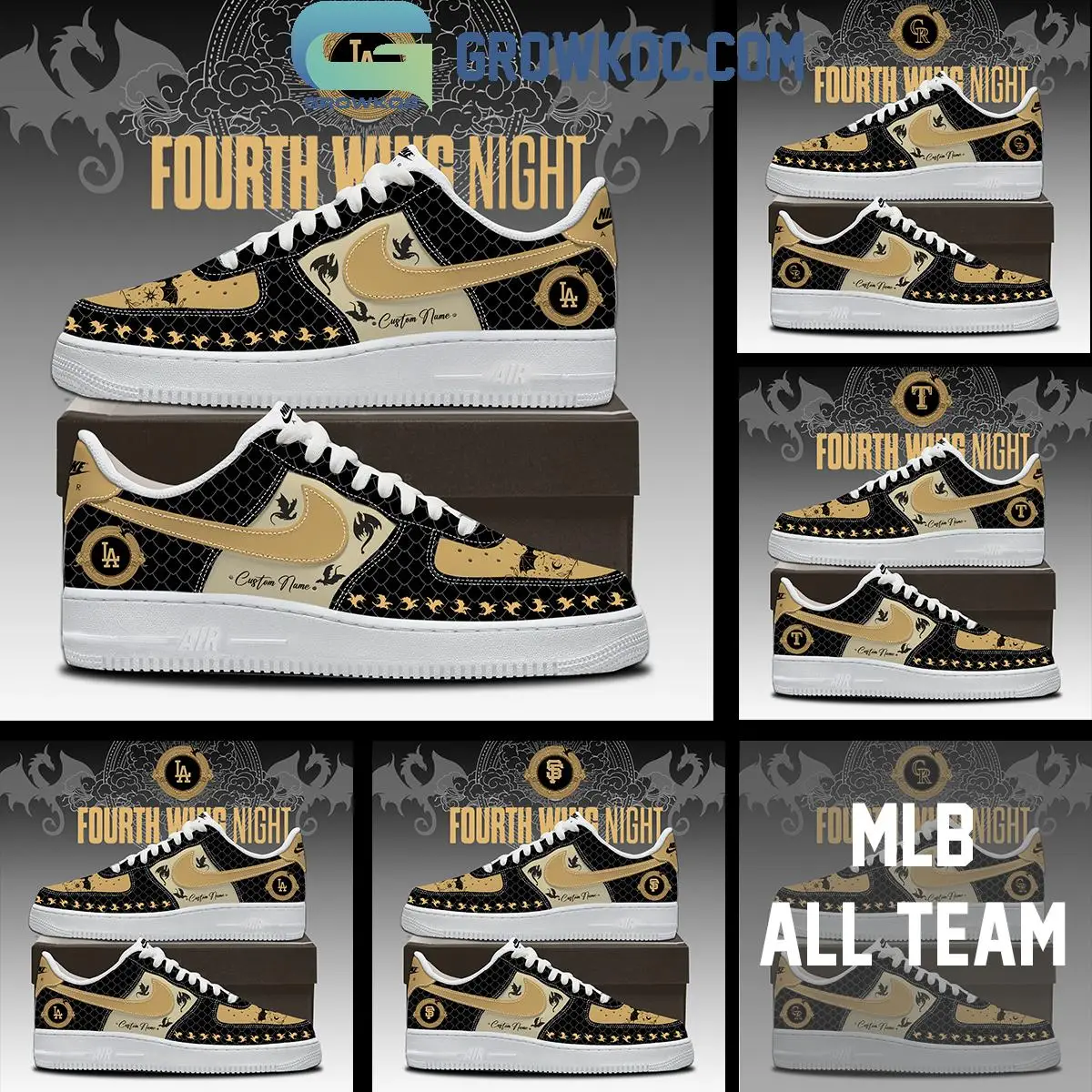 All Team MLB x Fourth Wing Night Air Force 1 Shoes