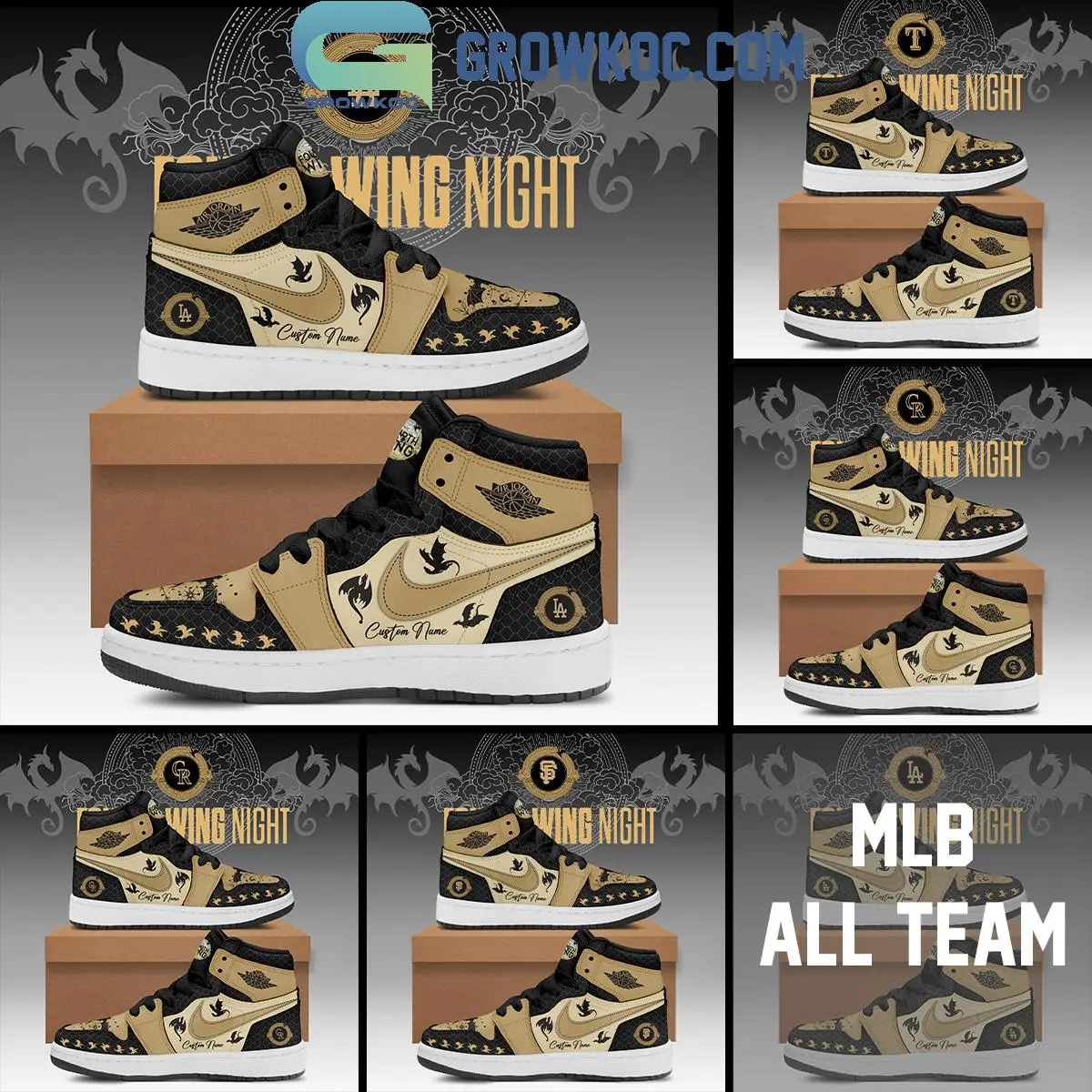 All Team MLB x Fourth Wing Night Air Jordan 1 Shoes