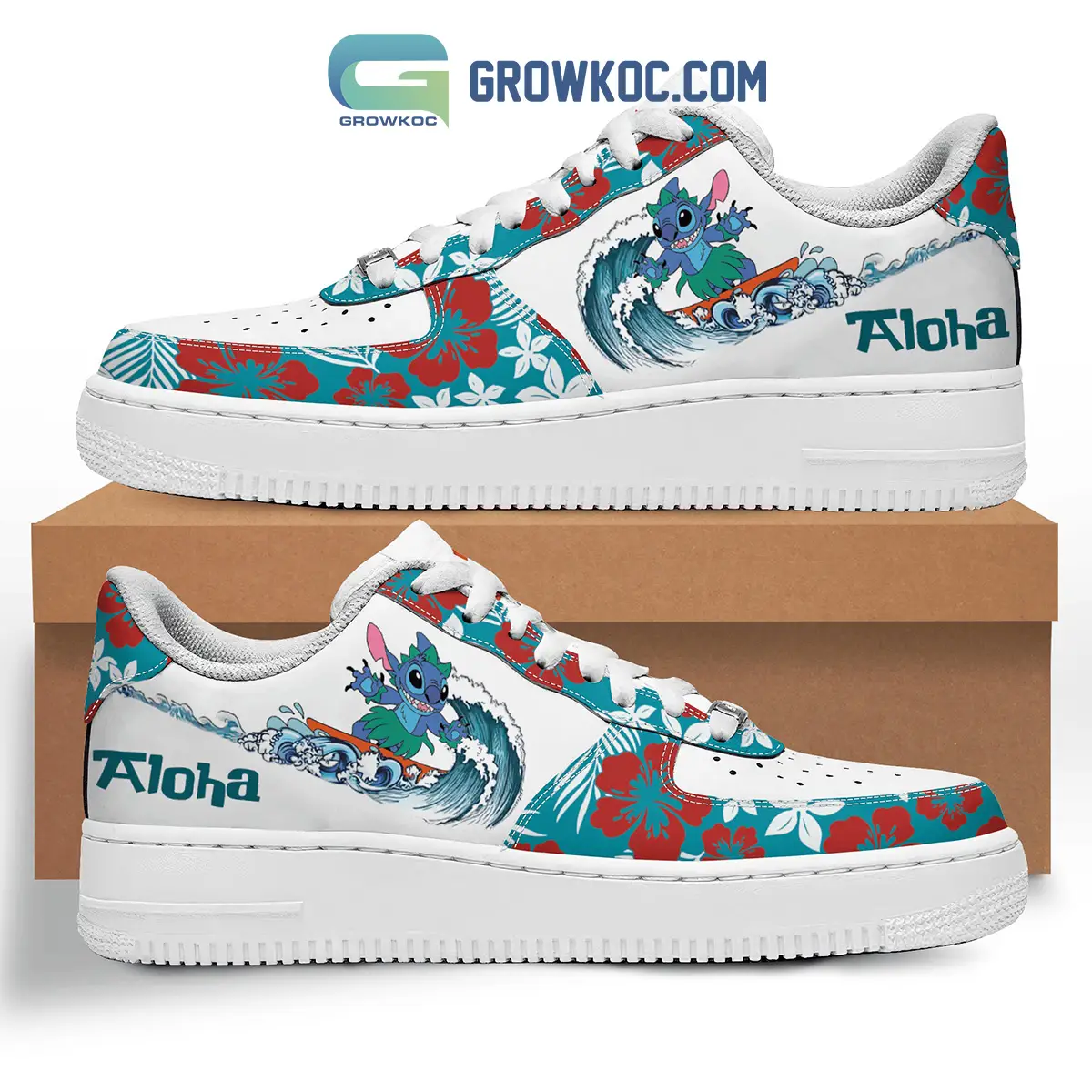 Aloha Stitch Hawaiian Vibe Fan Air Force 1 Shoes