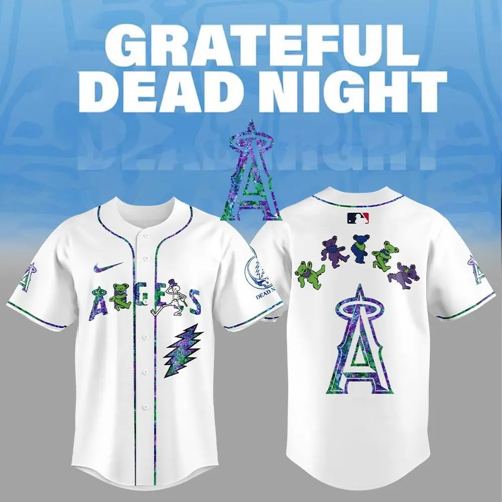 Angels City x Grateful Dead Night Baseball Jersey Shirt Gifts For Baseball Fans - Tazila