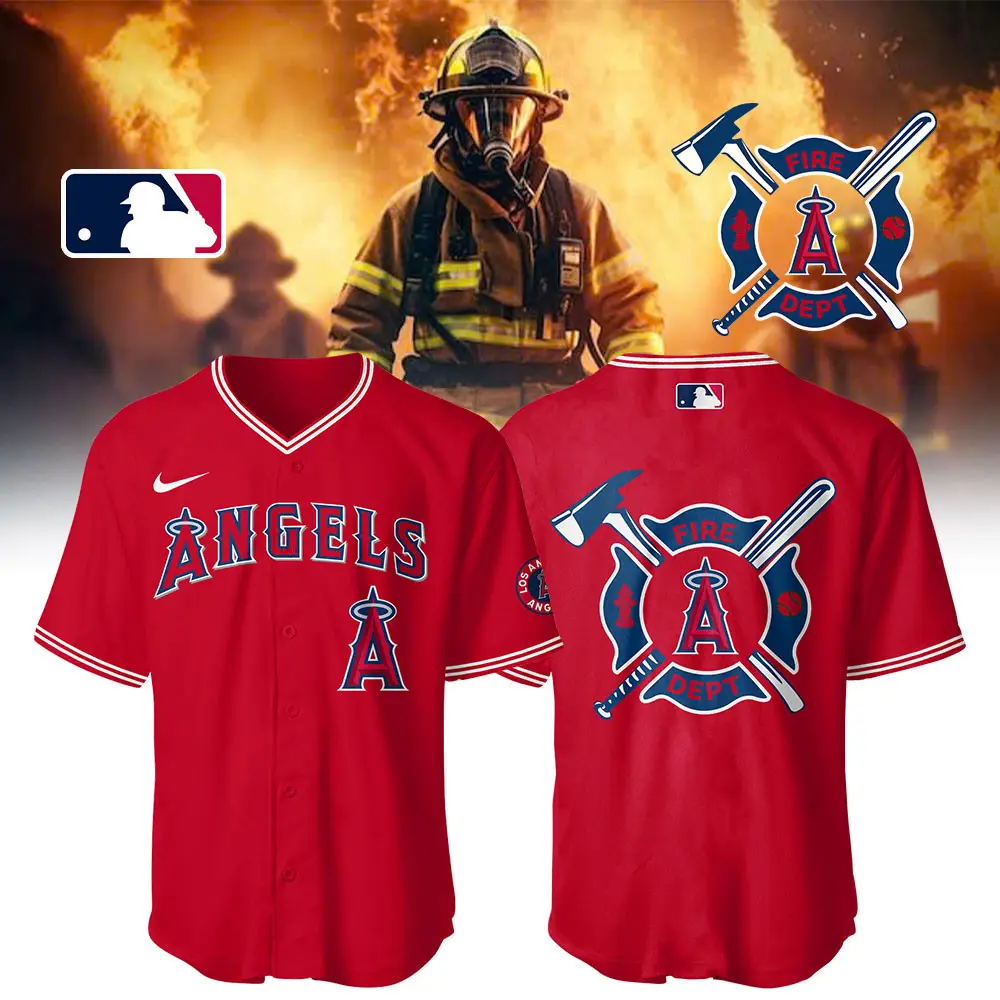 Angels x Firefighter Appreciation Night Jersey Gifts For Baseball Players - Tazila