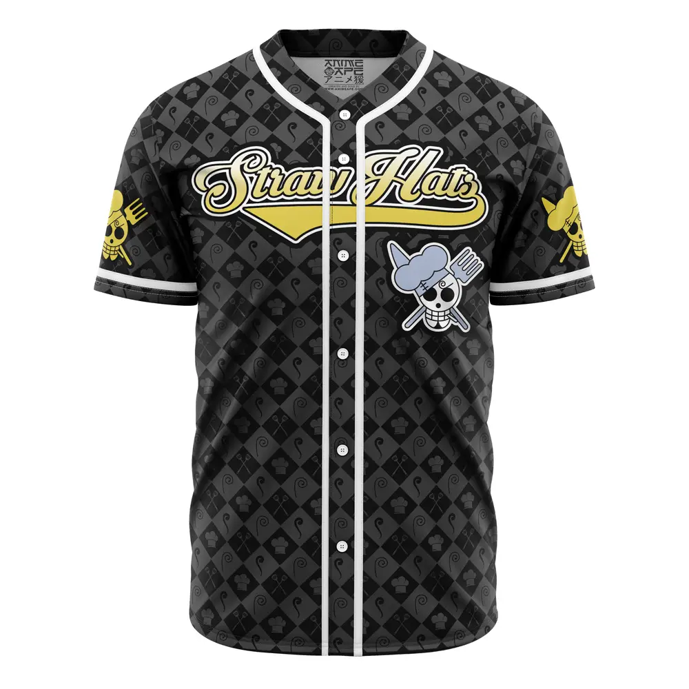 Anime Pirate Baseball Jersey – Unique Skull Design, Black & Yellow – Perfect For Fans!