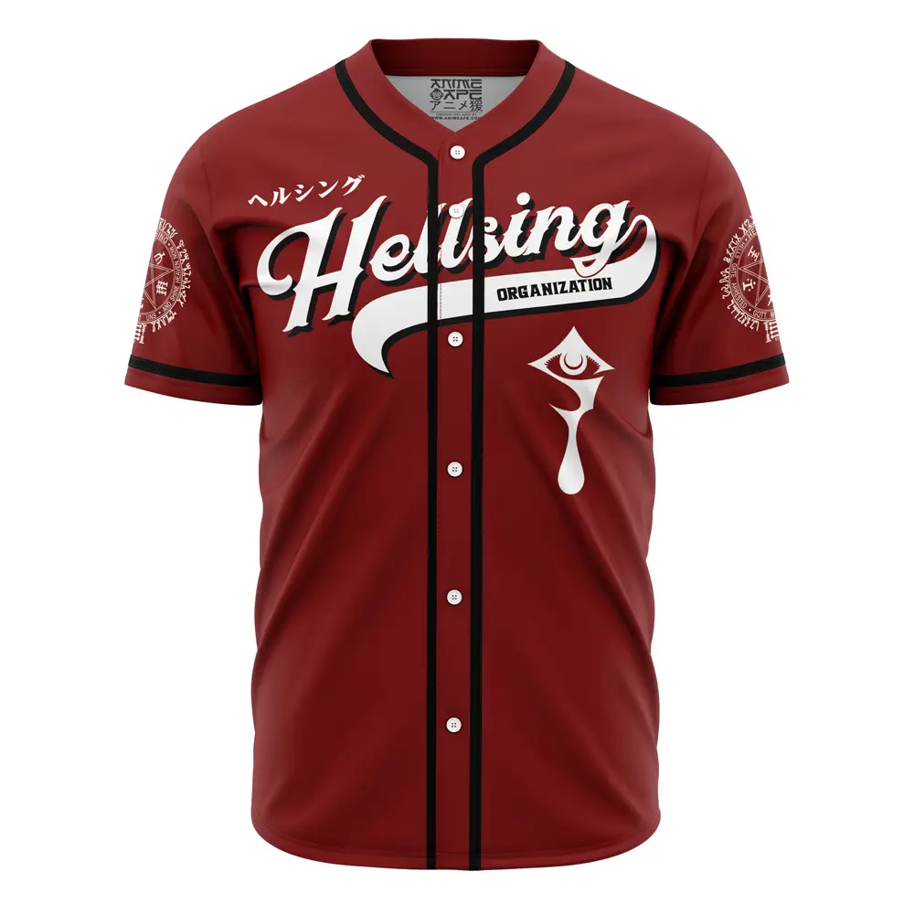 Anime Red Baseball Jersey - Stylish Hellsing Design For Fans , Unisex Casual Wear