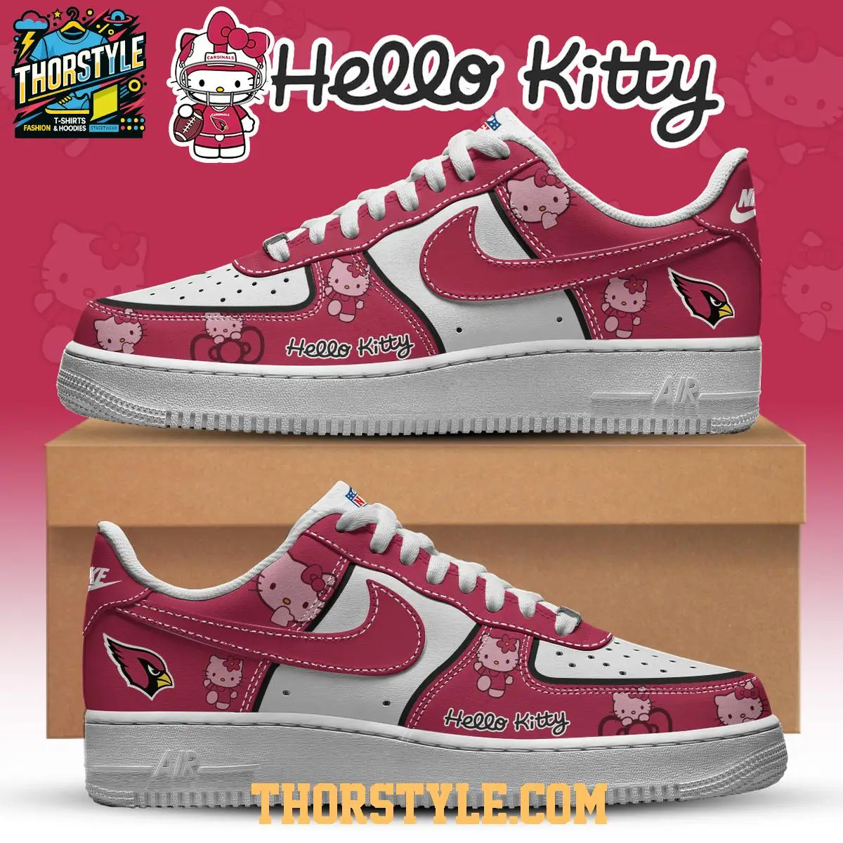Arizona Cardinals Hello Kitty NFL 2025 X-mas Personalized Air Force 1 Shoes