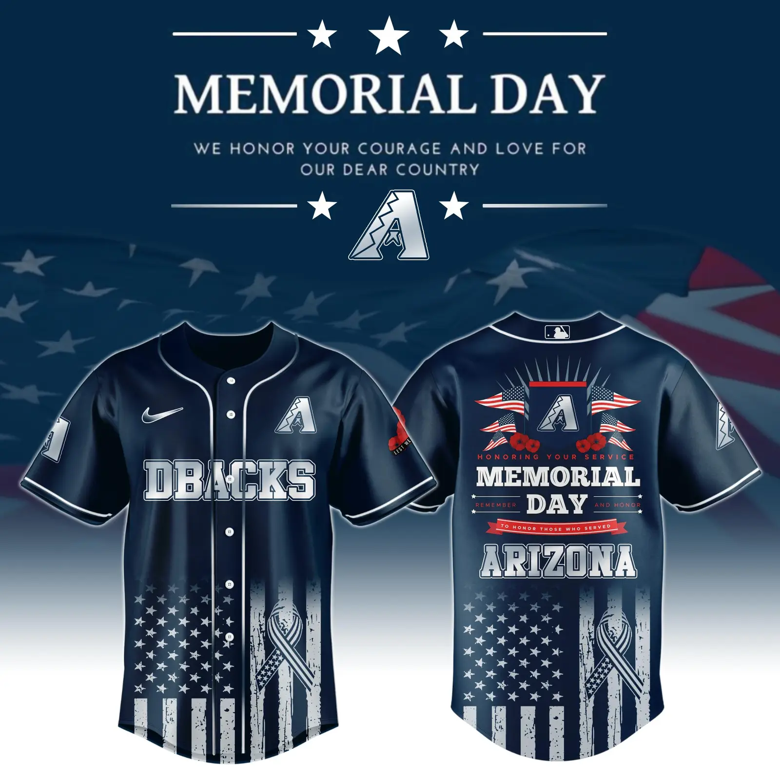 Arizona Diamondbacks Special Memorial Day Jersey Gift Ideas for Baseball Players - Tazila