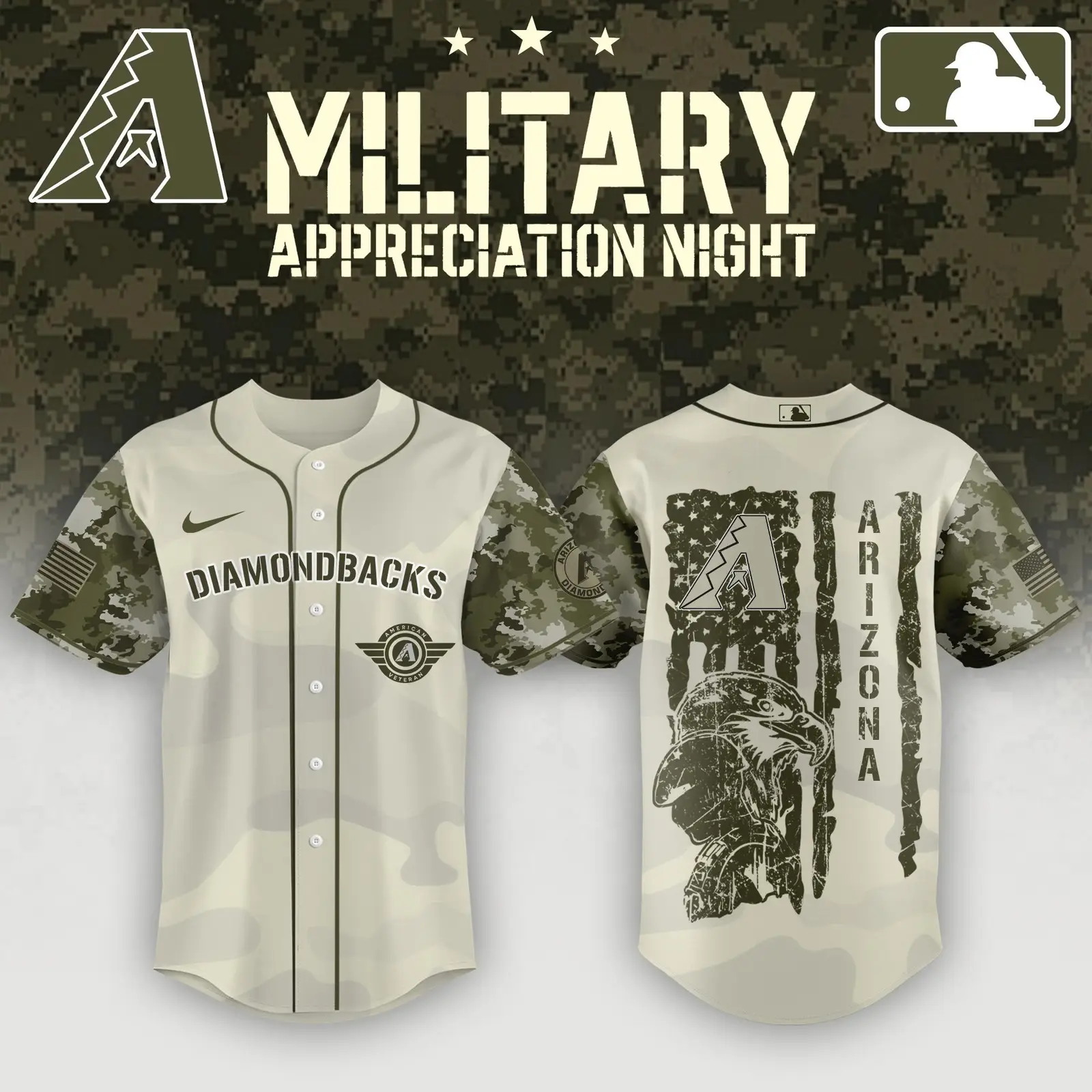 Arizona Diamondbacks x 2025 Armed Forces Day Night Jersey Best Gifts For Baseball Fans - Tazila