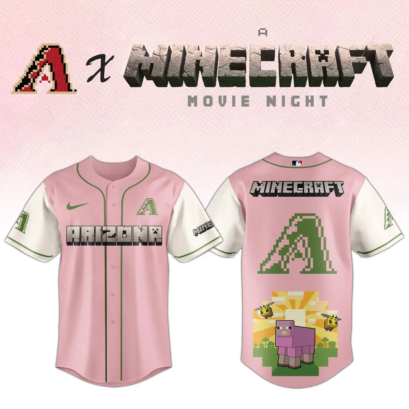 Arizona Diamondbacks x A MINECRAFT MOVIE Night Jersey Fan Merch Gift Ideas - Tazila Arizona Diamondbacks x A MINECRAFT MOVIE Night Jersey Fan Merch Gift Ideas - Tazila - Image 1