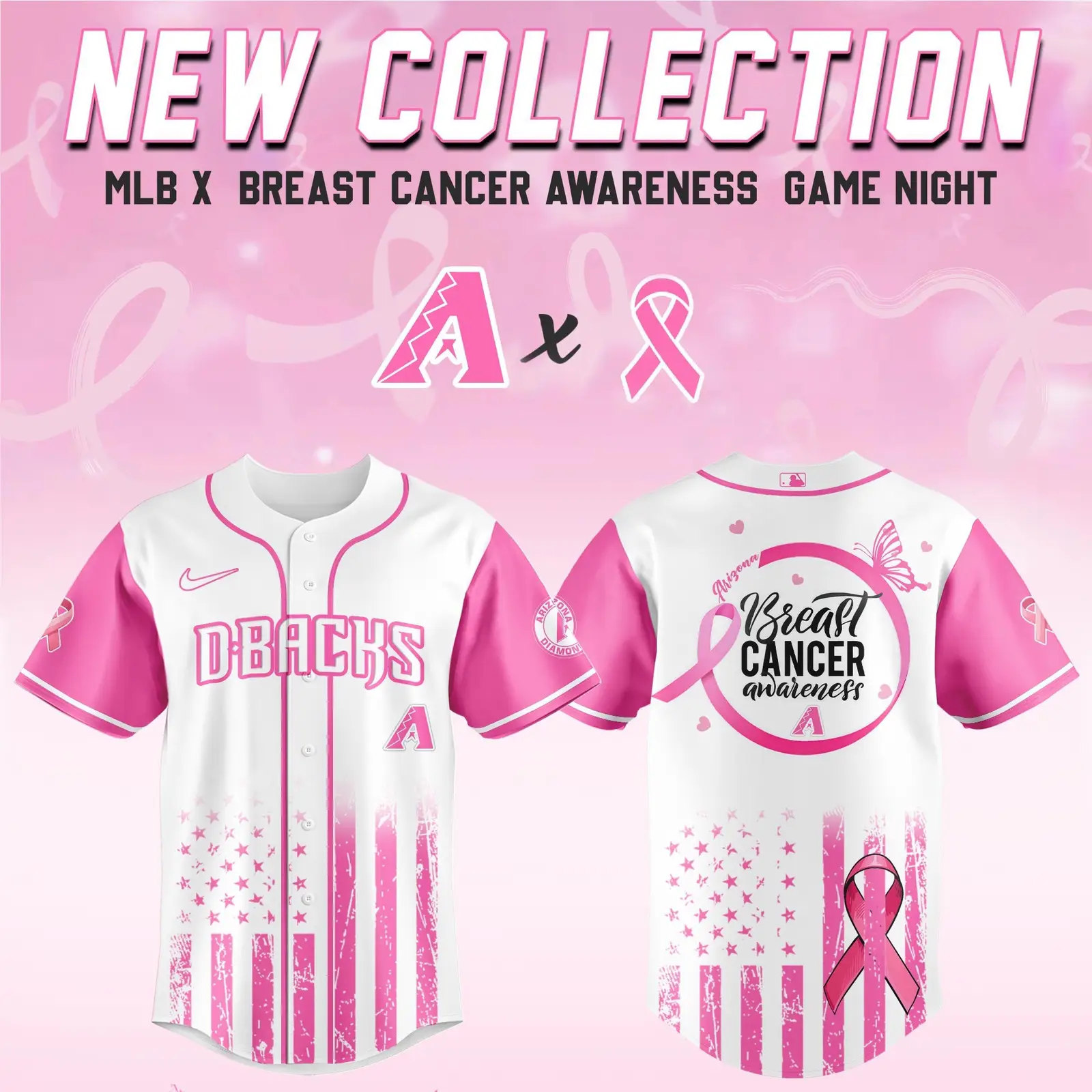 Arizona Diamondbacks x Breast Cancer Awareness Game Night Jersey Gifts For Baseball Lovers - Tazila