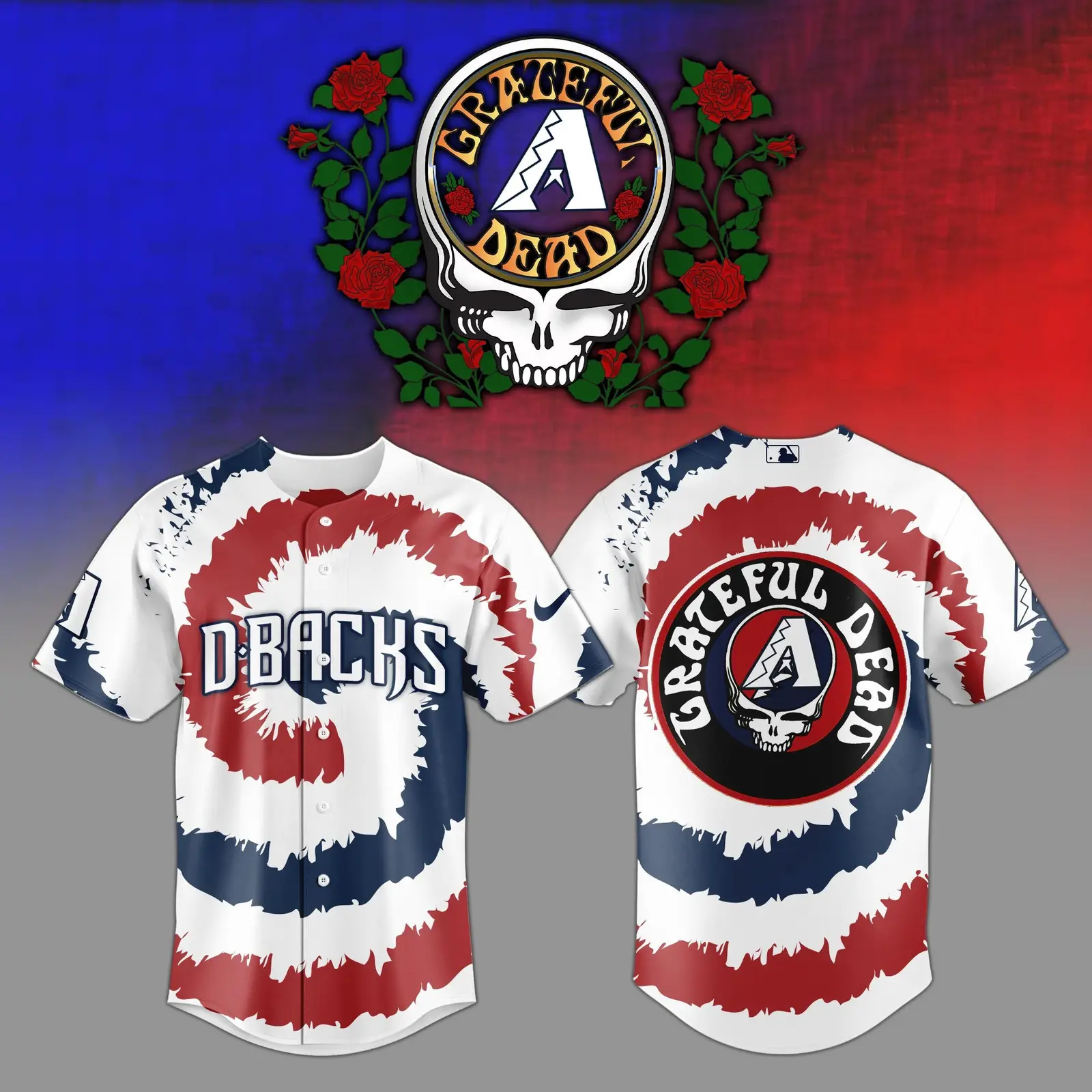 Arizona Diamondbacks x Grateful Dead Jersey Diamondbacks Fan Unique Gifts - Tazila