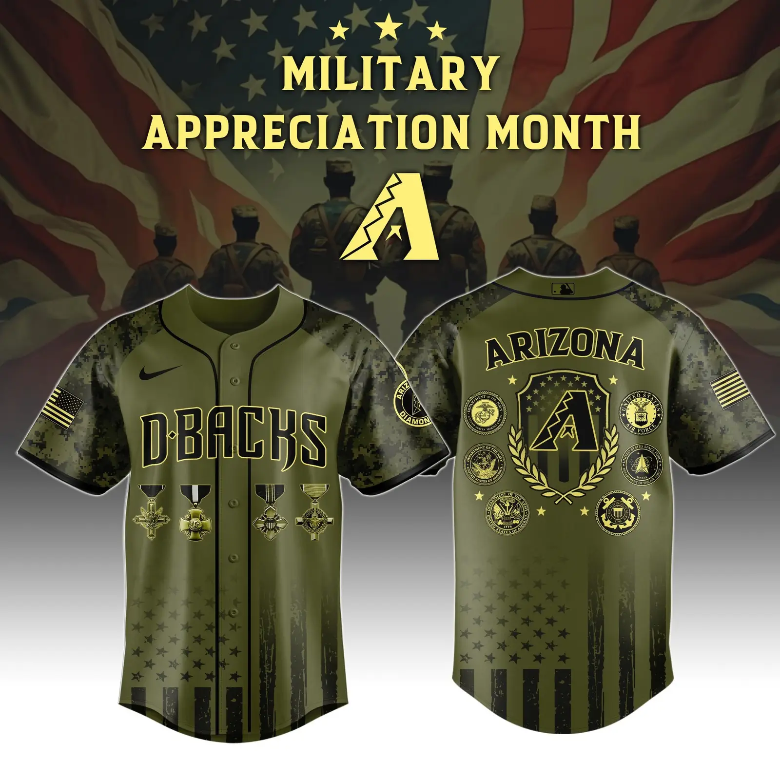 Arizona Diamondbacks x Military Appreciation Month Special Edition Jersey 2025 - Tazila Arizona Diamondbacks x Military Appreciation Month Special Edition Jersey 2025 - Tazila - Image 1