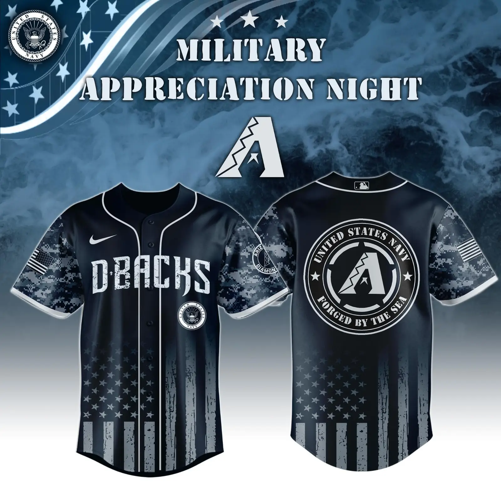 Arizona Diamondbacks x Navy Military Appreciation Night Jersey Gifts For Baseball Fans - Tazila