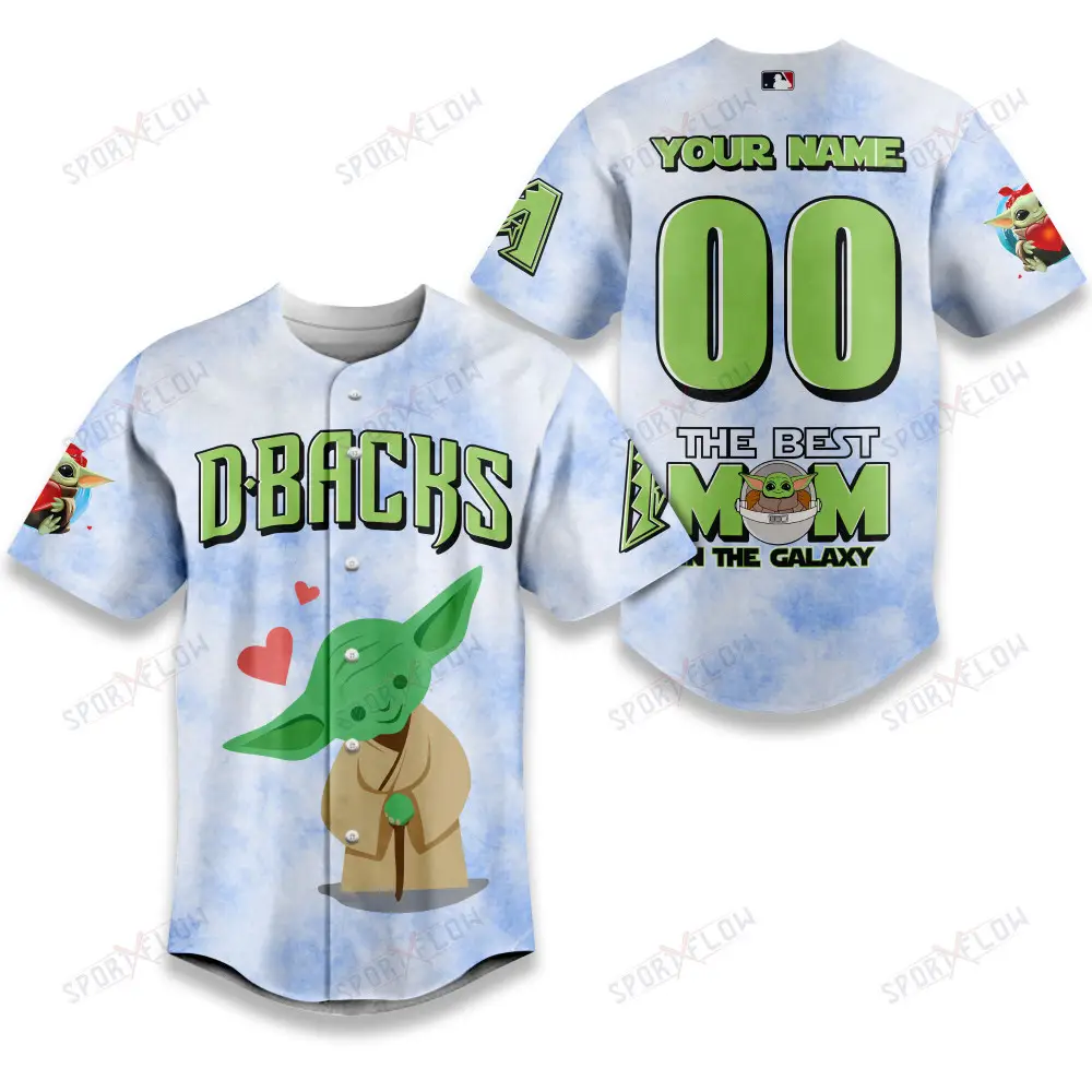 Arizona Diamondbacks X Star Wars Yoda Best Mom Custom Baseball Jersey