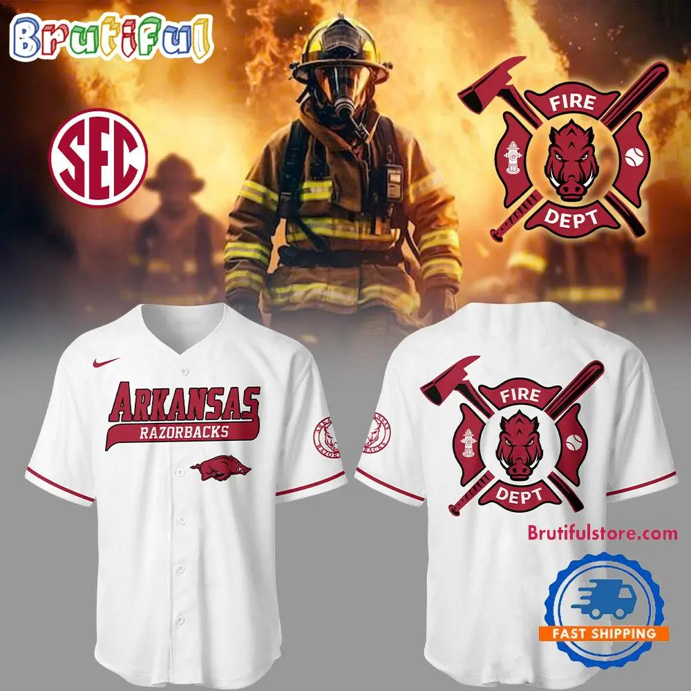 Arkansas Razorback x Firefighter Appreciation Night White Jersey Arkansas Razorback x Firefighter Appreciation Night White Jersey - Image 1