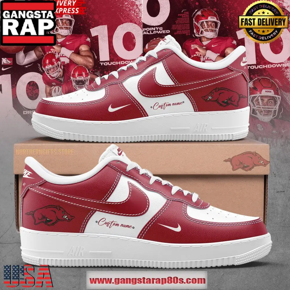 Arkansas Razorbacks Football 2025 Air Force 1 Sneakers Shoes