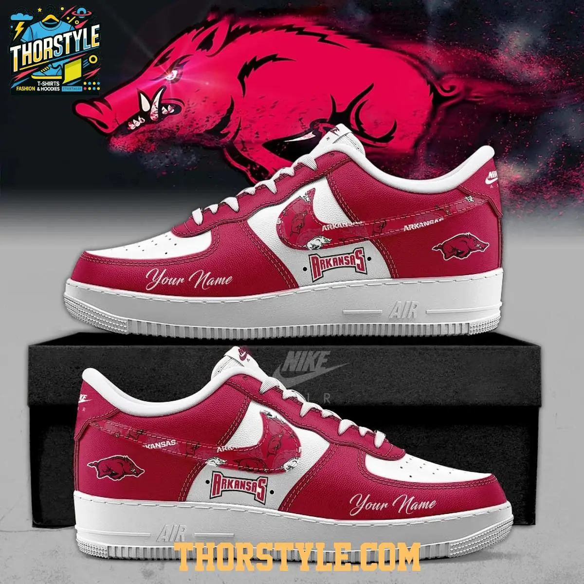 Arkansas Razorbacks Freedom 2025 Woo Pig Sooie Air Force 1 Shoes Arkansas Razorbacks Freedom 2025 Woo Pig Sooie Air Force 1 Shoes - Image 1