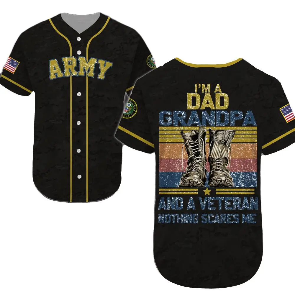Army Veteran Dad Grandpa Jersey - Proud & Fearless Gift Tee
