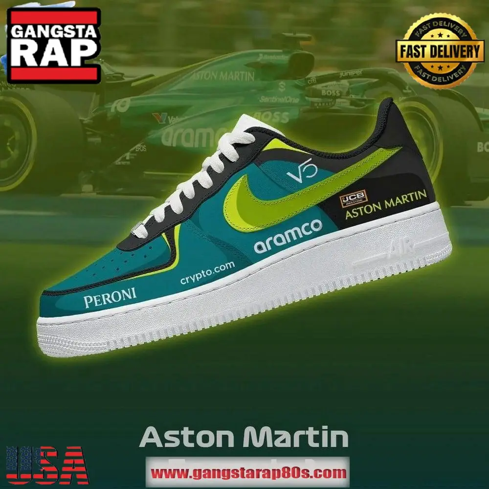 Aston Martin Formula 1 Limited Edition Air Force 1 Running Sneakers Shoes Aston Martin Formula 1 Limited Edition Air Force 1 Running Sneakers Shoes - Image 1