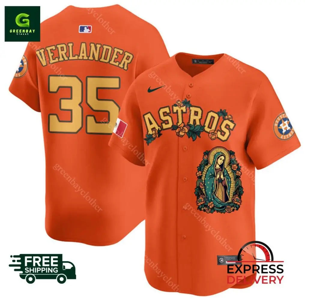 Astros Orange Jersey Verlander #35  Premium Design  Express Delivery