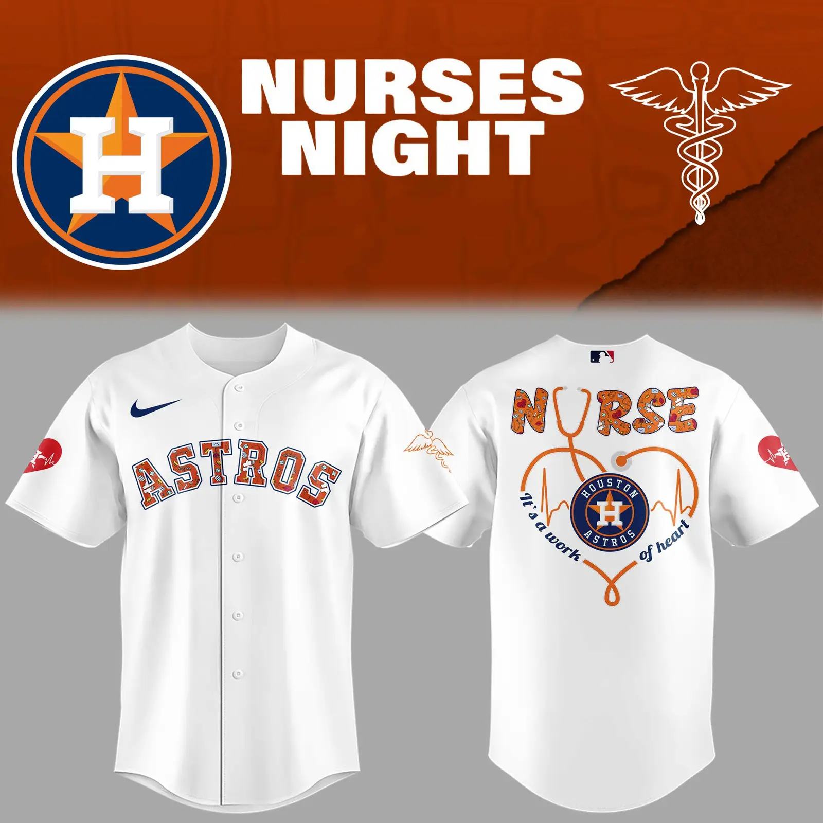 Astros x Nurses Appreciation Night Jersey Gifts For Baseball Players Baseball Father's Day Gifts - Tazila