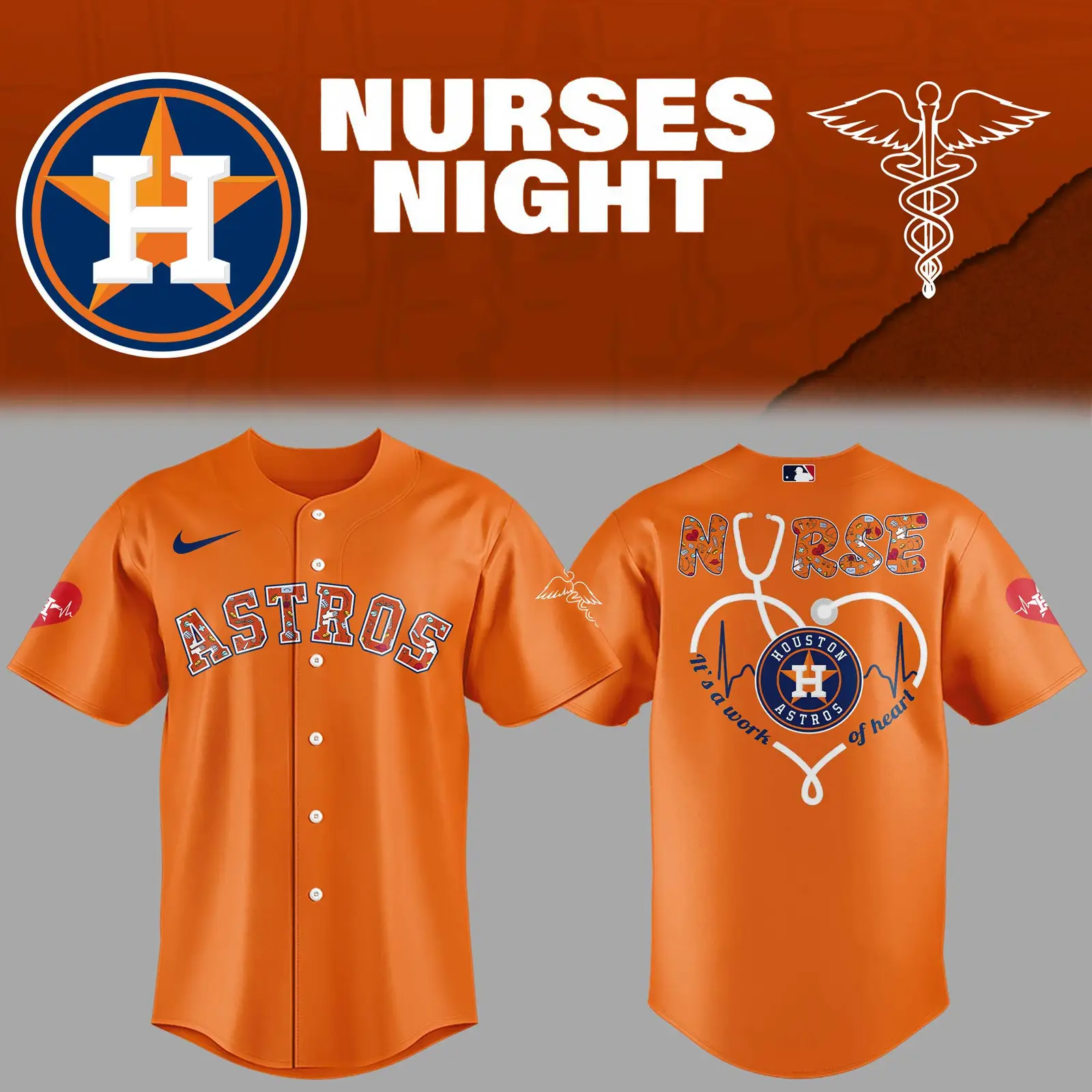 Astros x Nurses Appreciation Night Jersey Gifts For Baseball Players Gift For Baseball Lover - Tazila