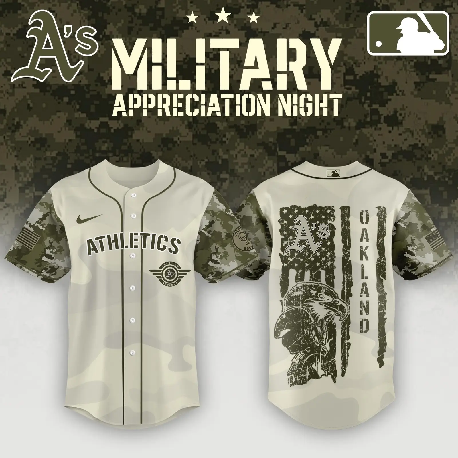 Athletics x 2025 Armed Forces Day Night Jersey Unique Gifts For Baseball Fans - Tazila Athletics x 2025 Armed Forces Day Night Jersey Unique Gifts For Baseball Fans - Tazila - Image 1