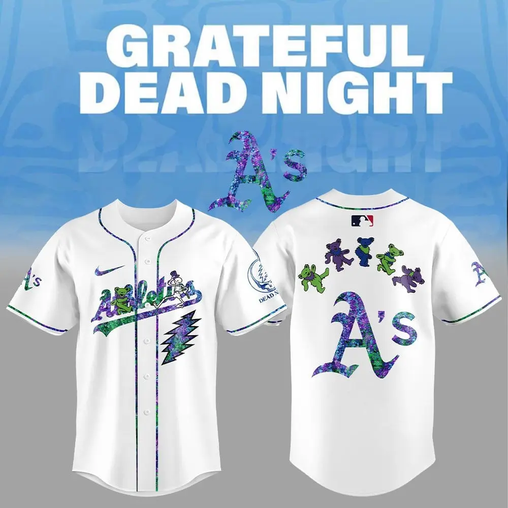 Athletics x Grateful Dead Night Baseball Jersey Shirt Gifts For Baseball Lovers - Tazila