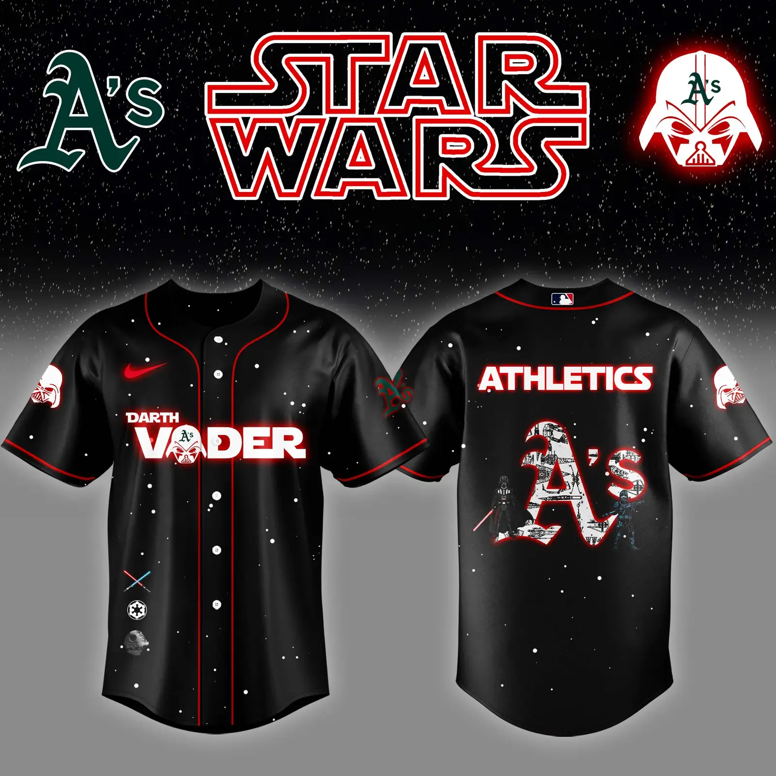 Athletics x Stars Wars Darth Vader Night Baseball Jersey Gift For Baseball Lover - Tazila