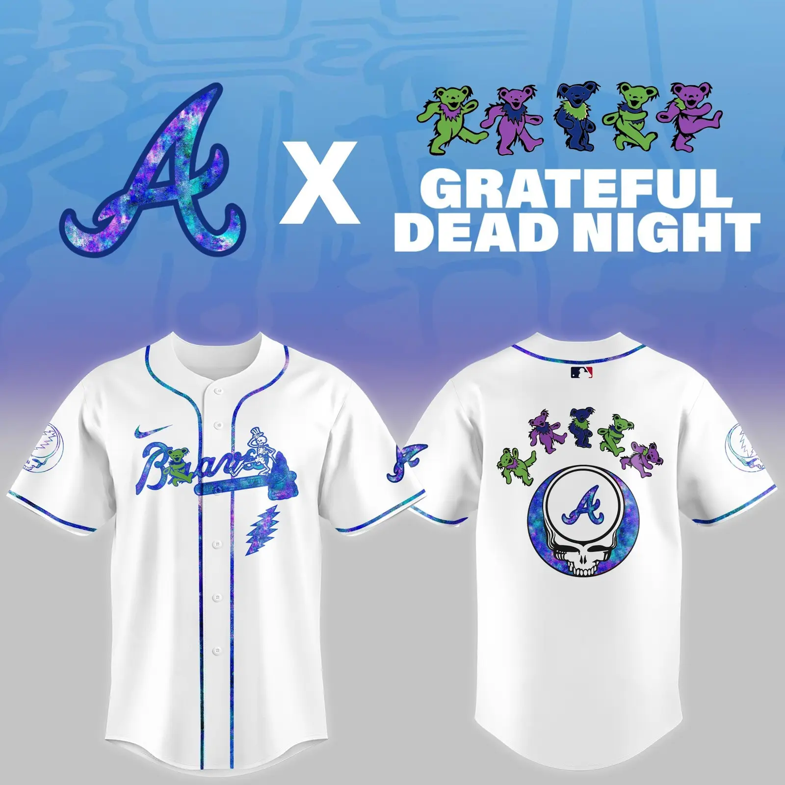 Atlanta Braves 2025 Grateful Dead Night Jersey Baseball Merch Unique Gifts For Fans - Tazila