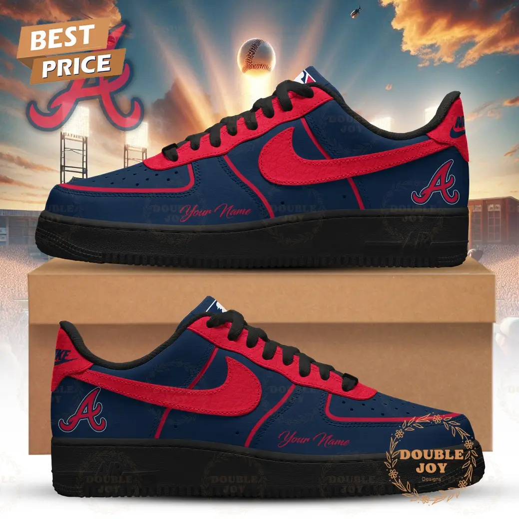 Atlanta Braves 2026 Custom Name Air Force 1 Sneakers - Navy
