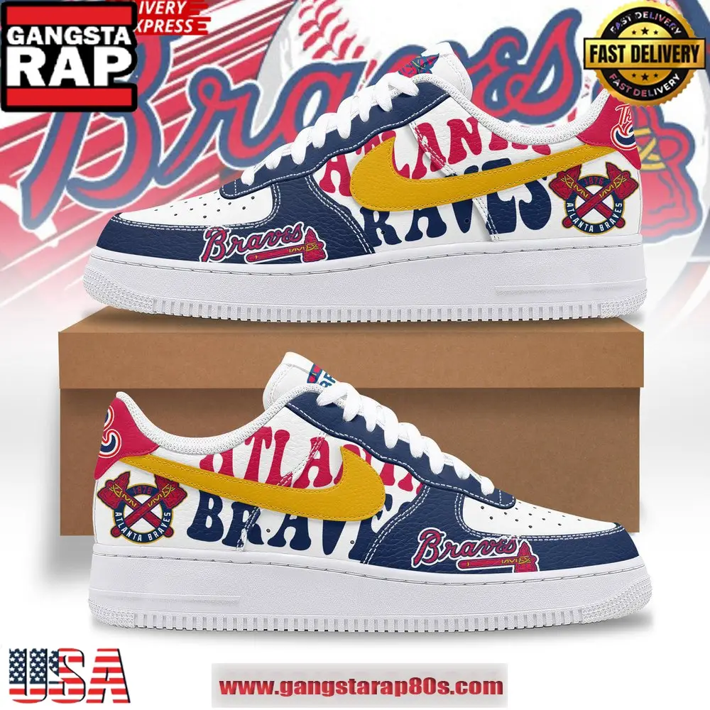Atlanta Braves Baseball Special Edition Air Force 1 Running Sneakers Shoes