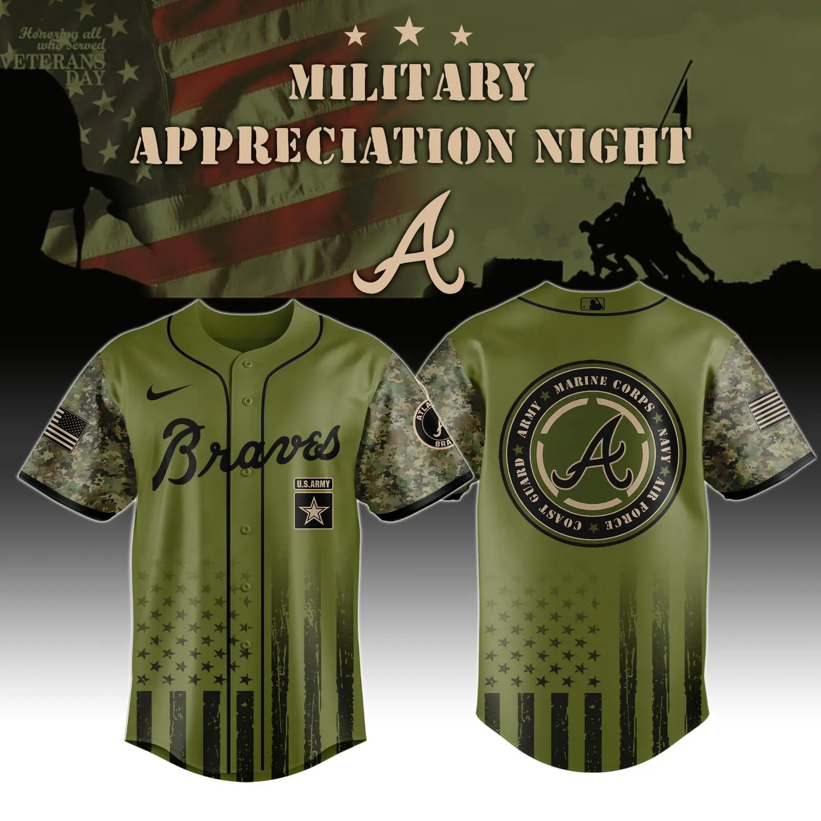 Atlanta Braves Diamondbacks x Military Appreciation Night US Army Jersey Gifts For Fans - Tazila