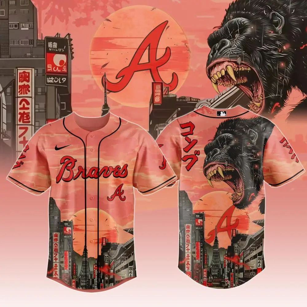 Atlanta Braves Gorilla Cityscape Jersey – Bold Graphic Fanwear For Game Day Style