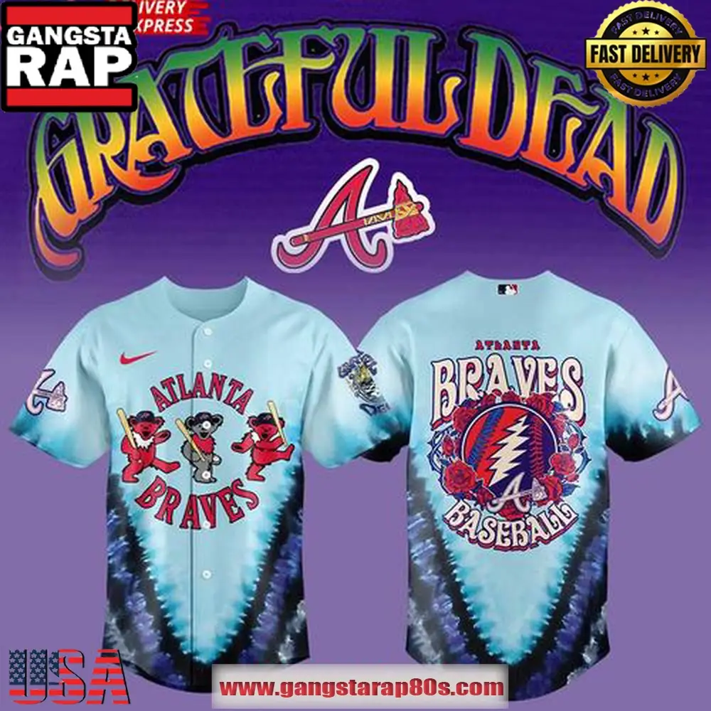 Atlanta Braves Grateful Dead 60th Anniversary Special Baseball Jersey Shirt