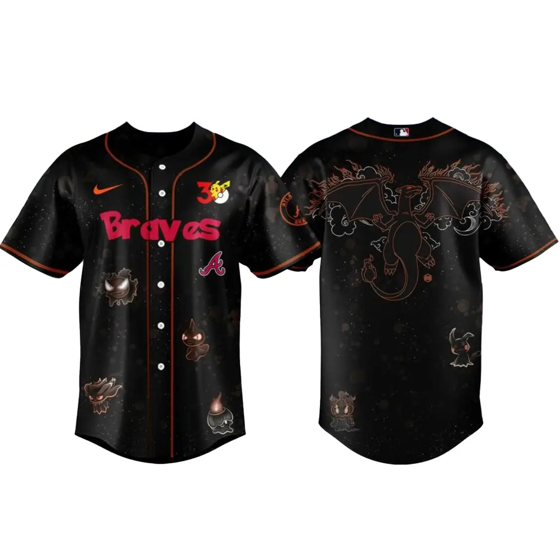 Atlanta Braves Pokemon 30th Anniversary 1996-2026 Baseball Jersey - Tazila