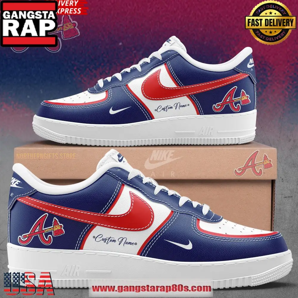 Atlanta Braves Special Edition Air Force 1 Running Sneakers Shoes Atlanta Braves Special Edition Air Force 1 Running Sneakers Shoes - Image 1