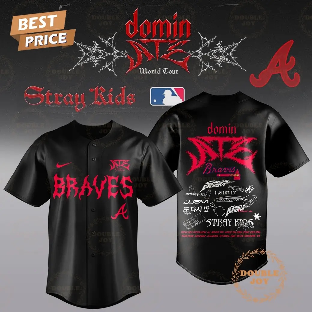 Atlanta Braves Stray Kids Dominate World Tour 2025 Limited Edition Baseball Jersey - Black