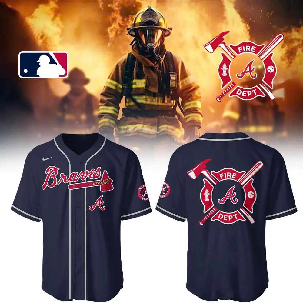 Atlanta Braves x Firefighter Appreciation Night Jersey Gift Ideas For Baseball Players - Tazila Atlanta Braves x Firefighter Appreciation Night Jersey Gift Ideas For Baseball Players - Tazila - Image 1
