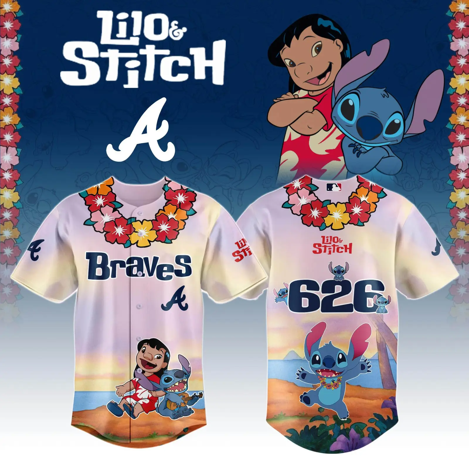 Atlanta Braves x Lilo And Stitch Special Edition Jersey 2025 Atlanta Braves Merch - Tazila
