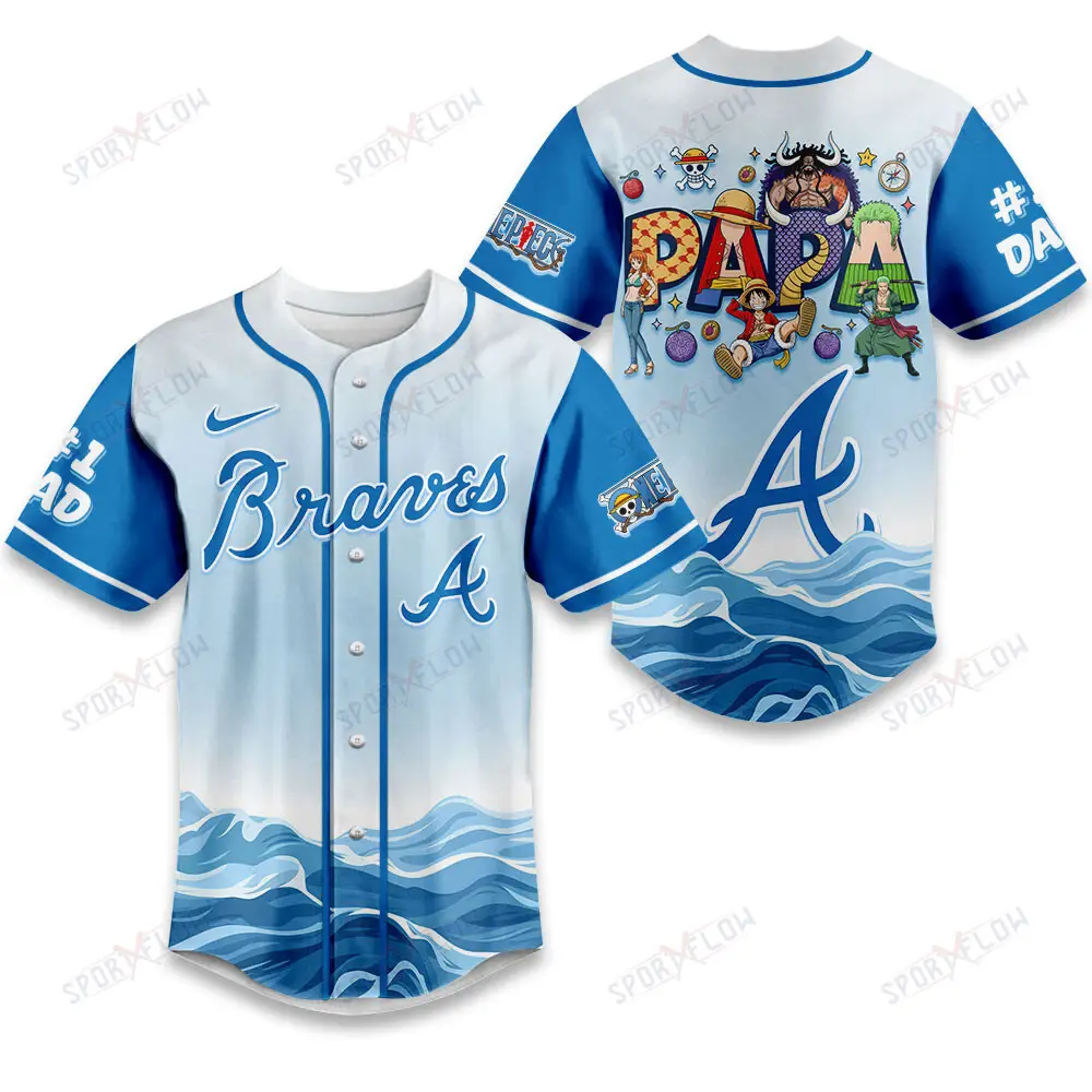 Atlanta Braves X One Piece Grand Line Papa Father'S Day Baseball Jersey