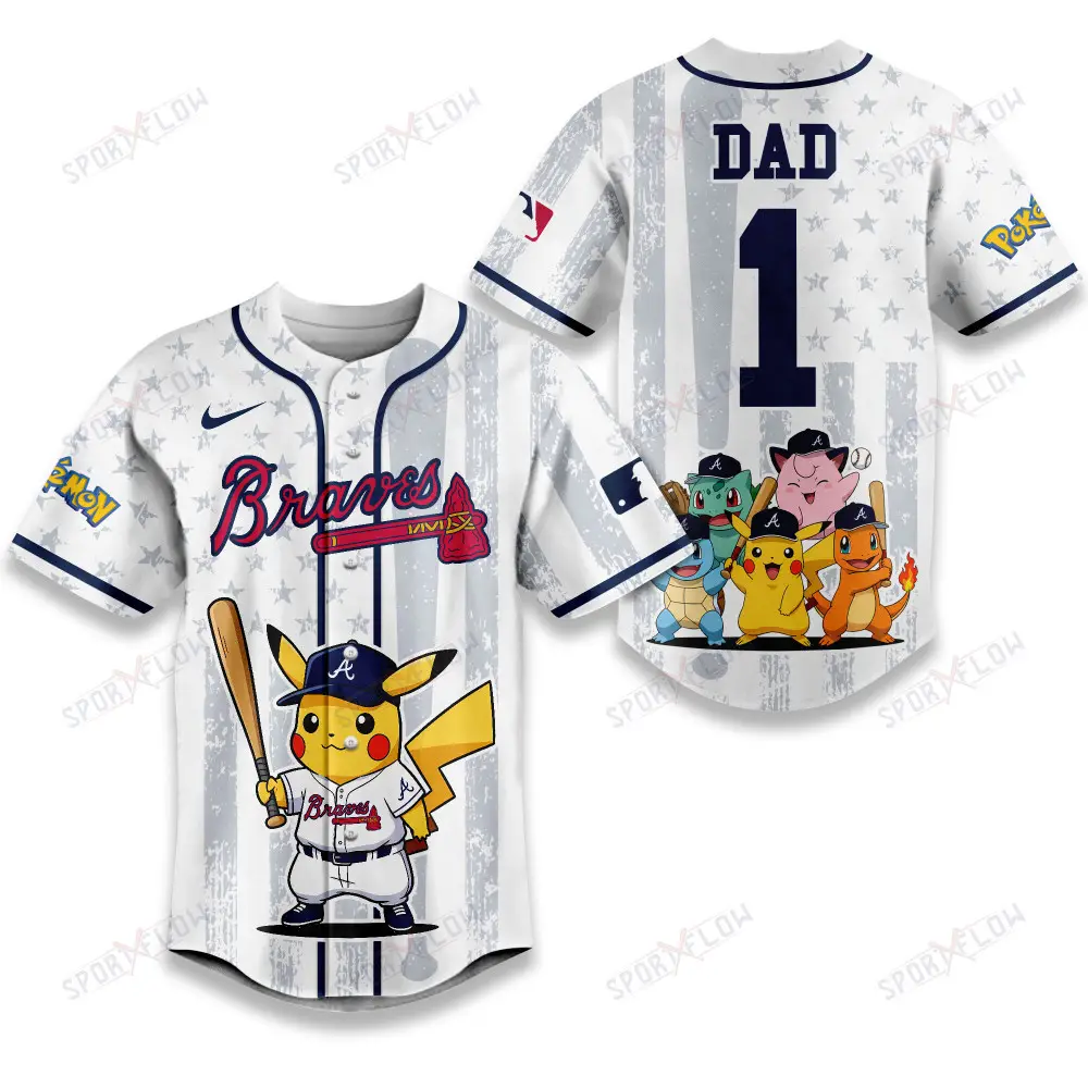 Atlanta Braves X Pokemon Night Dad Edition Baseball Jersey