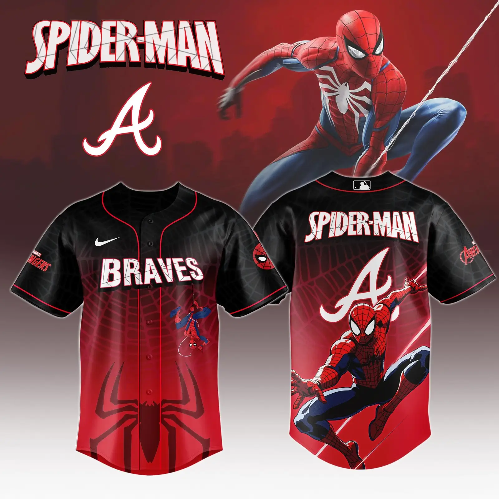 Atlanta Braves x Spider Man Game Night Special Edition Jersey Atlanta Braves Merch - Tazila