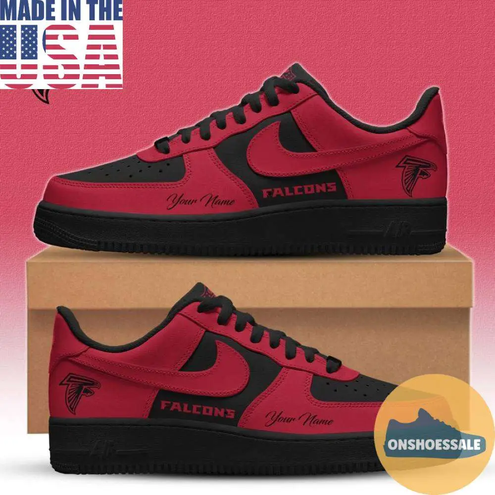 Atlanta Falcons Black in Black Nike Air Force, Gift For Fans - Best Gift Shoes
