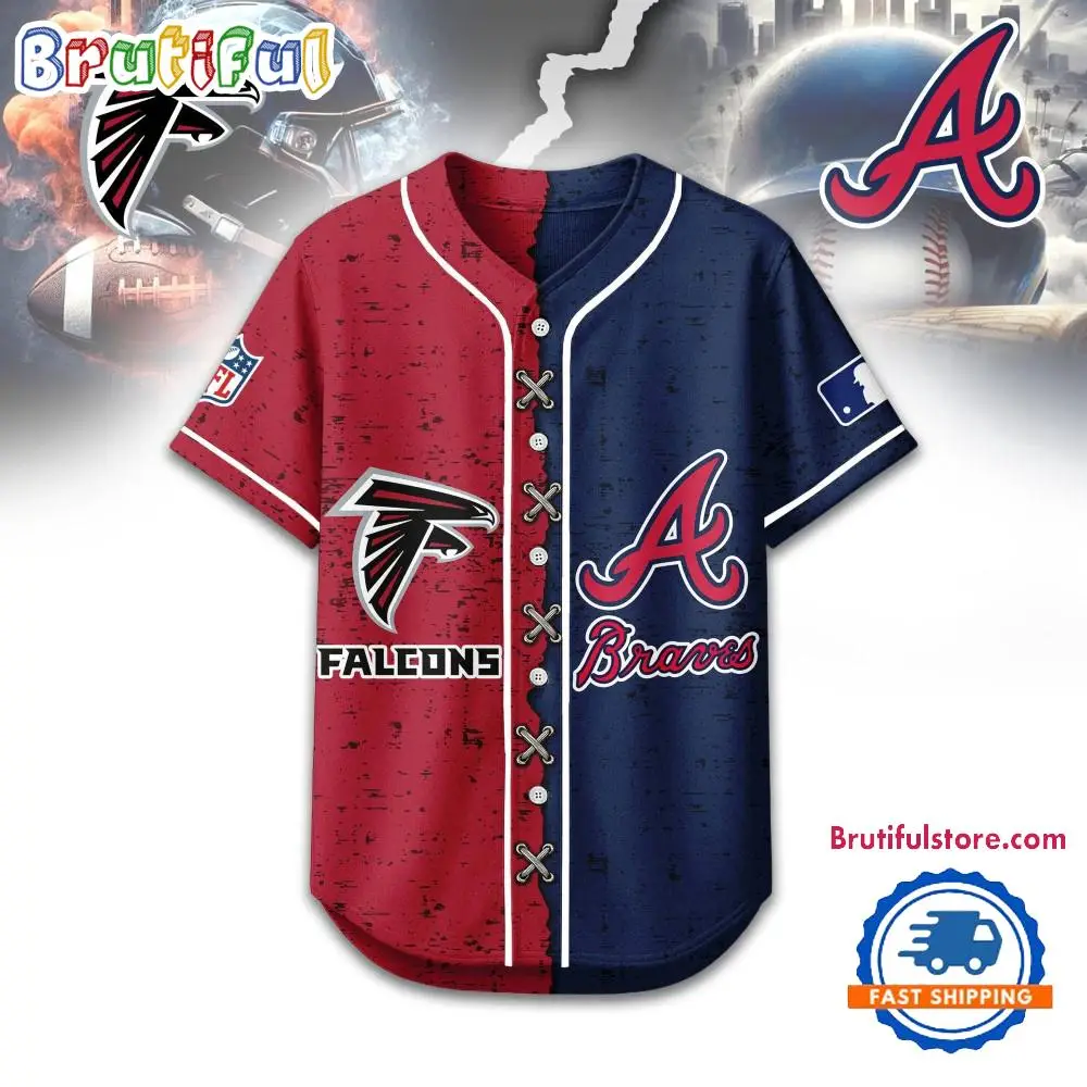 Atlanta Falcons Mix Atlanta Braves Sporty New Design Baseball Jersey