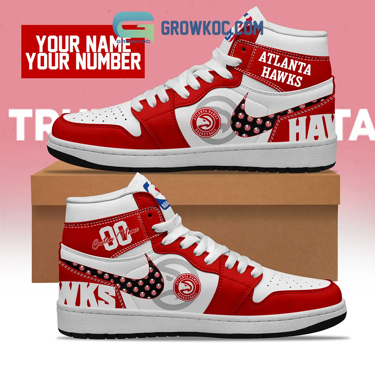 Atlanta Hawks NBA Personalized Air Jordan 1 Shoes